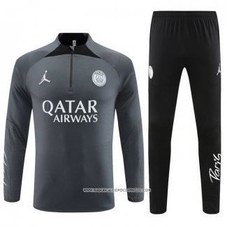 Tuta da Track Felpa Paris Saint-Germain Jordan 2023-24 Grigio