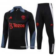 Tuta da Track Felpa Manchester United Bambino Nero 24-25