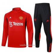 Tuta da Track Felpa Manchester United 2023-2024 Bambino Rosso