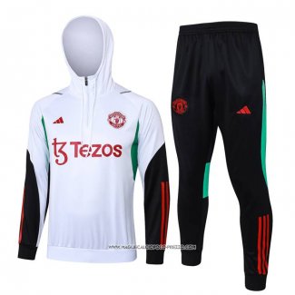 Tuta da Track Felpa Manchester United 2023-2024 Bambino Bianco