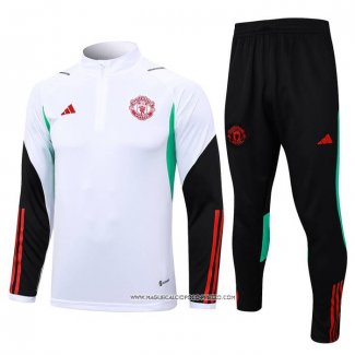 Tuta da Track Felpa Manchester United 23-24 Bambino Bianco