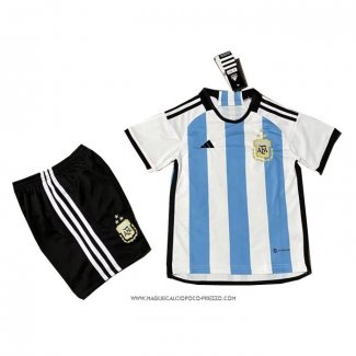 Prima Maglia Argentina 3 Estrellas 2022 Bambino