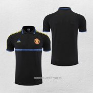 Maglia Polo Manchester United 22-23 Nero e Blu