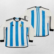 Prima Maglia Argentina 3 Estrellas 2022 Manica Lunga