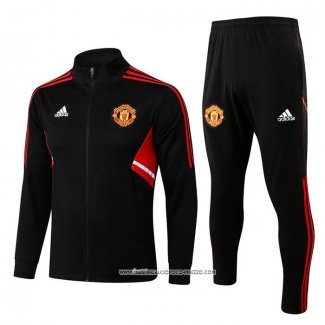 Tuta da Track Giacca Manchester United 22-23 Bambino Nero e Rosso