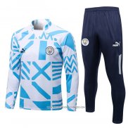 Tuta da Track Felpa Manchester City 22-23 Bianco e Blu