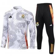 Tuta da Track Felpa Real Madrid 2024 Bianco Dragon -2025