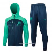 Tuta con Cappuccio Barcellona 23-24 Bambino Blu e Verde