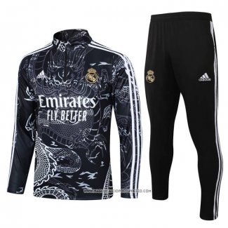 Tuta da Track Felpa Real Madrid 2023-2024 Bambino Nero